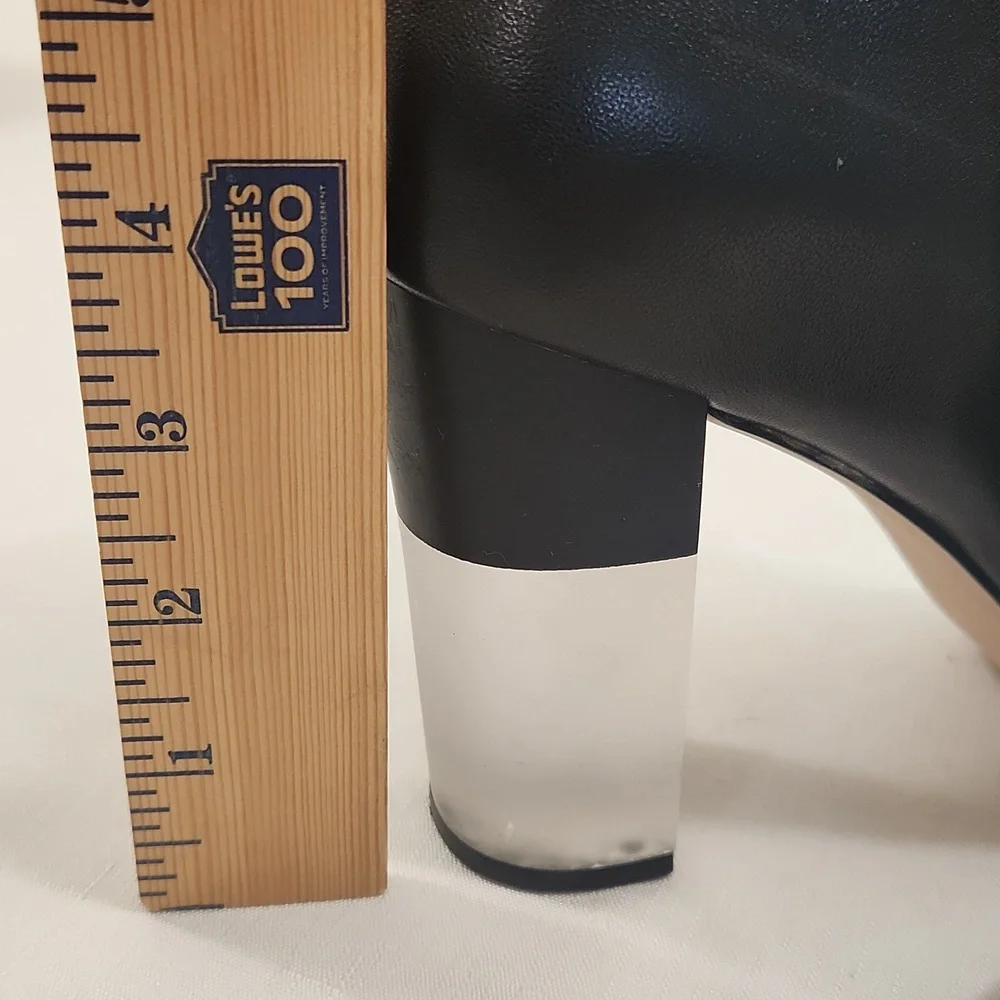Enzo Angiolini Hadie Black Booties With Frosted Lucite Heels. Size 9